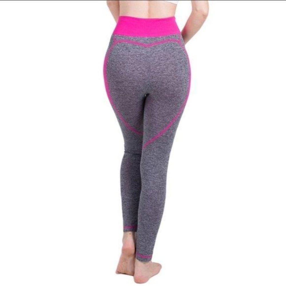 Blanca Line Pink Grey High Waist Stretch Yoga Leggings Large - Picture 2 of 12